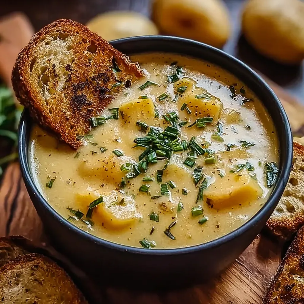 Hearty Cheddar Garlic Herb Potato Soup Recipe